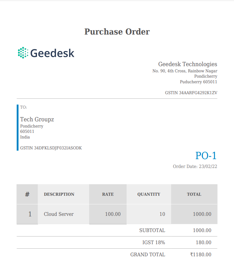 Geebooks proforma-invoice with single click