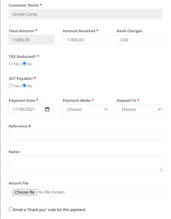 Geebooks track invoice payment